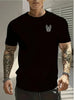 Minimal French Bulldog Chest Print Graphic Tee Men Breathable 100% Cotton Perfect Summer Streetwear Trendy Understated Casual
