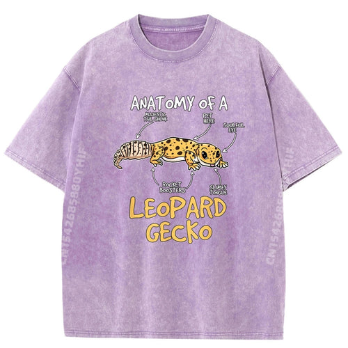 Kids Leopard Gecko Gift Anatomy of A Leopard Gecko Grey Shirt Graphic Tee Unisex Short Sleeve Tee Tshirts Washed
