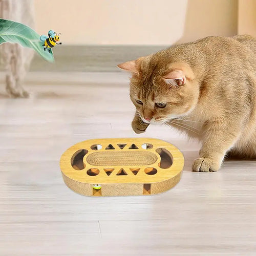 Double-Sided Corrugated Cat Scratching Board - Brown Cardboard Toy