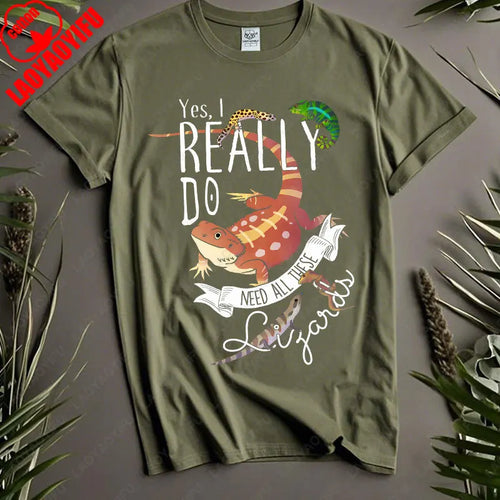 Funny Lizard Cotton Clothing Women Men Reptile Lover Gift Tops Pet Bearded Dragon Leopard Gecko Chameleon Cute Graphic Tshirt