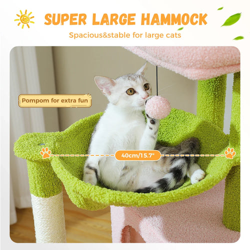 Pequlti 104cm Multi-Level Cat Tree with 2 Condos - Wood