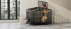 EasyCom Heavy Duty Metal Dog Crate with Bowls and Wheels