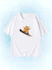 Funny Snowboarding Hamster Animal Print T-Shirt Cute Meme Loose Short Sleeve Unisex Casual Summer Top for Women Daily Y2k Tops