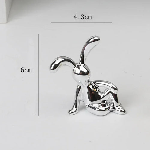 Rabbit Figurine Long-Eared Rabbit Statue Home Office Desktop Decoration Car Central Control Easter Bunny Art Ornaments