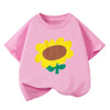 Boys Sun Flower T-shirts 2025 Summer Dog Tees for Kids Short-sleeve Girls Tops Cotton Children Shirts Baby Boys T Shirt
