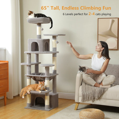 PAWZ Road Large Cat Tree Tower - 72 Multi-Level with Condo Grey
