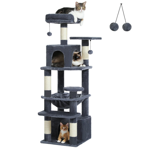 PAWZ Road Large Cat Tree Tower - 72 Multi-Level with Condo Grey