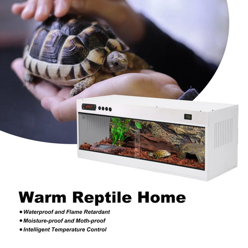 Stackable Reptile Terrarium, PVC Bearded Dragon Enclosure – Tempered Glass Tank for Amphibians Reptilians Arachnids Pets Habitat