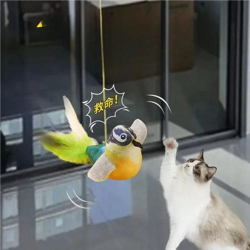 Interactive Chirping Bird Cat Toy Hanging Teaser Wand For Kitten Self Entertaining Anti Boredom Bite Resistant Pet Play Toy