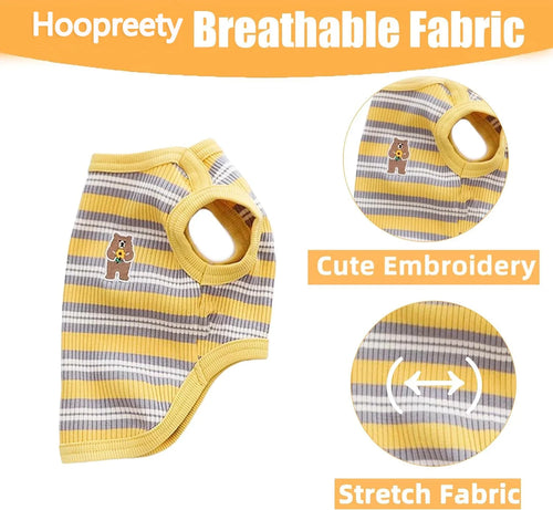 Dog Shirts Cotton Striped Puppy Sleeveless T-Shirts Spring Autumn Clothes for Small Dogs, Soft Breathable Stretchable Doggy Tee