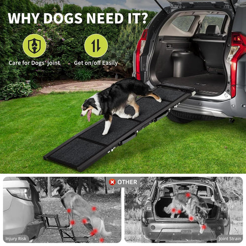 HiMISS Folding Aluminum Dog Ramp - Non-Slip Portable Pet Ramp