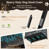 EasyCom Heavy Duty Metal Dog Crate with Bowls and Wheels