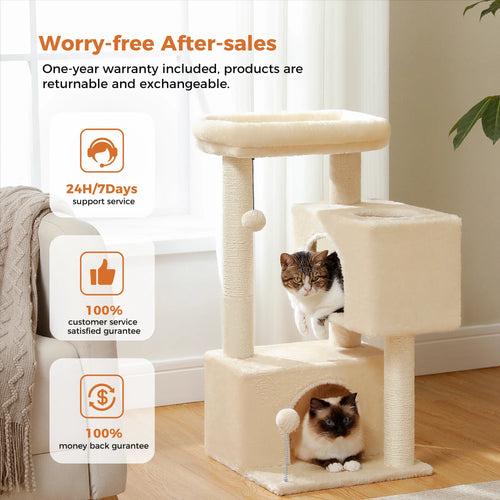 PAWZ Road Large Multi-Level Cat Tree with Condo and Hammock