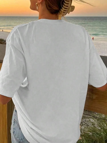 Dachshund and letter print short-sleeved T-shirt Casual and versatile style Suitable for summer daily wear and going out