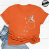 Pocket Bunny T-Shirts – Cute Rabbit Paw Prints T-Shirt Funny Bunny Graphic Tee Tops Sweet Rabbit Sitting in The Pocket Shirt