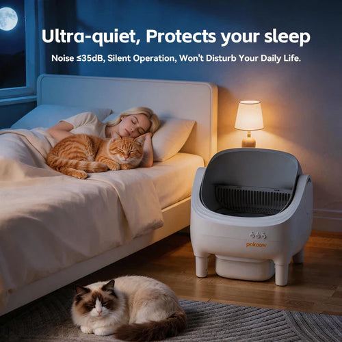 Pokpaw Automatic Self-cleaning Litter Box for Cats – 76L Large Smart Cat Toilet Open Sandbox for Cat Pet Supplies