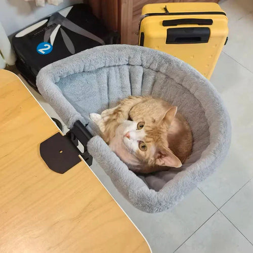 Cat Desk Bed One-Click Folding Sunken Design Space-Saving Semi-Circular Cat Desk Hammock Perch For Home Office Indoor Cats