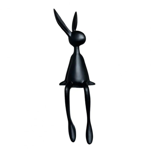 25cm Sitting Rabbit Figurine Long-legged Bunny Resin Statue Animal Sculpture Home Office Bookshelf Desktop Easter Decor Ornament