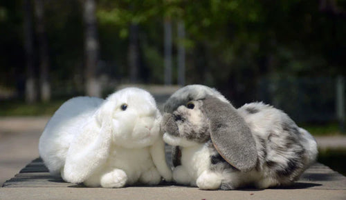 Realistic Lop Ear Rabbit Plush Toy, Lop Rabbit Plushie, Lifelike White Brown Bunny Stuffed Animal, Holland Lop Simulation Doll