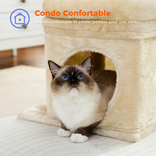 Pequlti Multi-Level Cat Tree Tower with Condo and Hammock