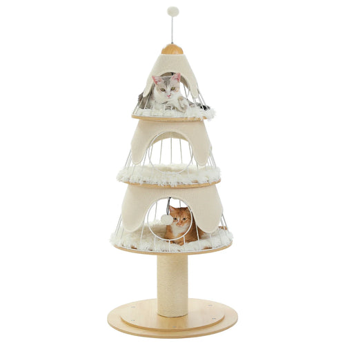 PAWZ Road Christmas Cat Tree Tower - 3 Condos Green/White 135cm