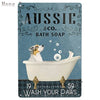 Aussie Metal Tin Sign Wall Decor Australian Shepherd Dog Bath Soap Poster Hanging Plaque Aluminum Signage Posters 8x12 Inch