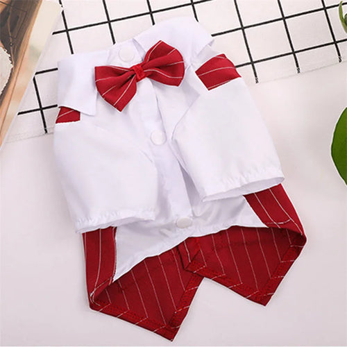 English Style Gentleman Dog Dress Puppy Suit with Tie for Formal Occasions Four Seasons Wedding Pet Photo Teddy Clothes