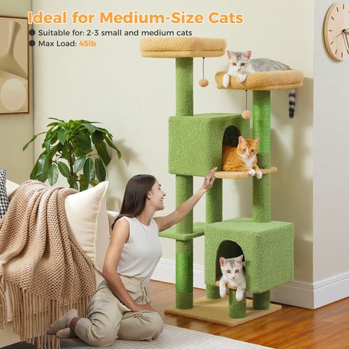 PAWZ Road Cactus Cat Tree - 133cm Tower with 2 Condos & Perches