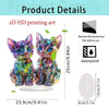 Colorful 2D Acrylic Cat Figurine - Modern Desktop Sculpture 9.8
