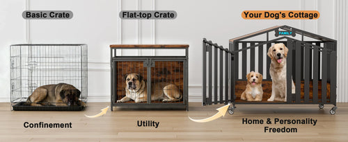 Heavy Duty Dog Crate Furniture with Wheels for Large Dogs