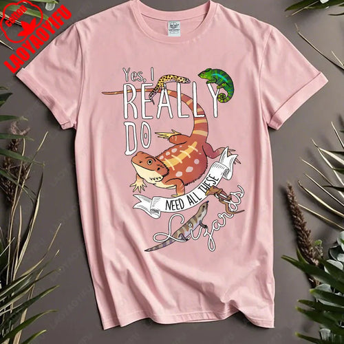 Funny Lizard Cotton Clothing Women Men Reptile Lover Gift Tops Pet Bearded Dragon Leopard Gecko Chameleon Cute Graphic Tshirt