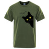 Meow Black Cat Funny Printing Men T-Shirts Breathable Tee Clothes Summer Streetwear Tops Oversized Loose Cotton Short Sleeve