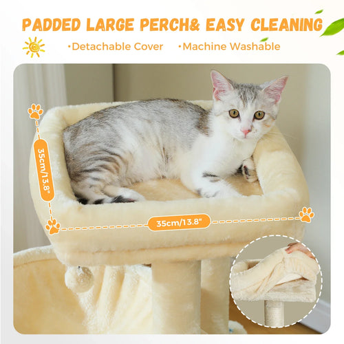 Pequlti 104cm Multi-Level Cat Tree with 2 Condos - Wood