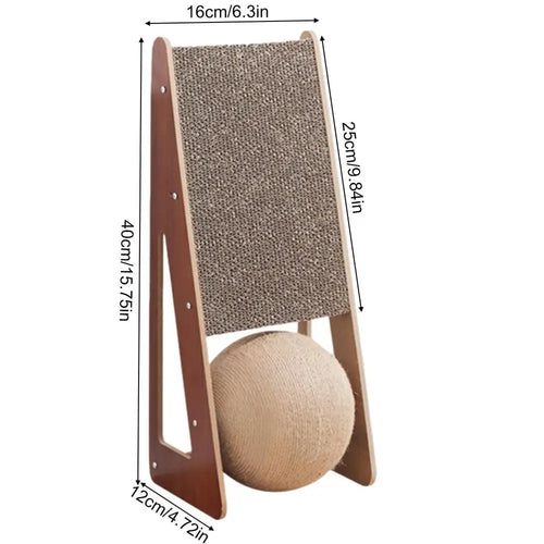 Natural Sisal Cat Scratcher Toy with Ball - 15.75 Durable Board