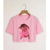 Kawaii Rat Ratz Mouse Cropped Print Crew Neck T-shirt Y2K Short Sleeve Tight Fit Crop Top Spring Summer Women's Clothing