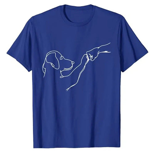 Dog and People Punch Hand Dog Man Friendship Bump Dog's Paw T-Shirt Animal Lover Comics Graphic Tee Tops Funny Mama Daddy Gifts