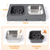 Elevated Slow Feeder Dog Bowls - 5 Heights Adjustable Stand