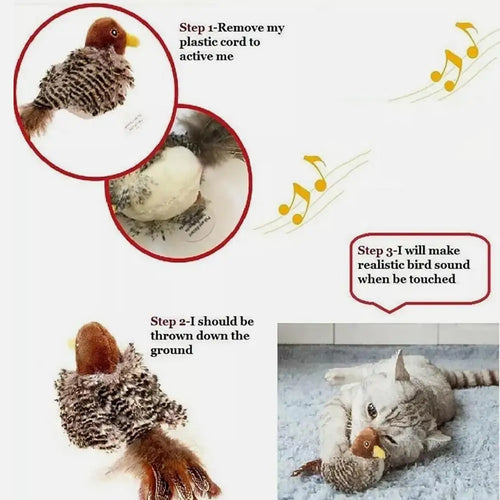 Flying Flapping Bird with Catnip Realistic Interactive Cat Feather Toys Soft and Cozy Kitten Toys Flapping Bird for All Breeds