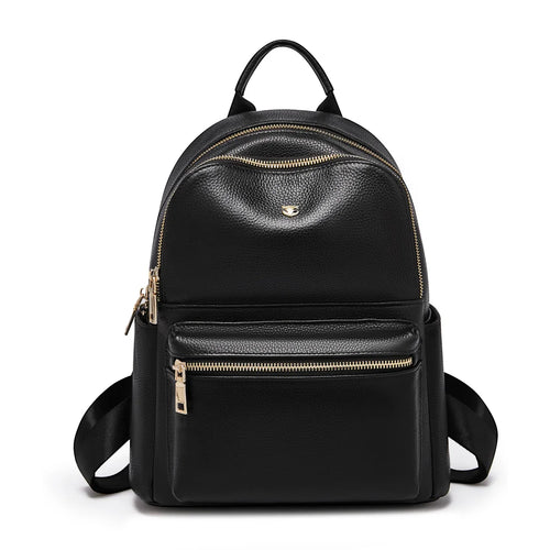 FOXER Brand Genuine Leather + Microfiber Women's Backpack Fashion Female Travel Bag Large Capacity Waterproof Backpack