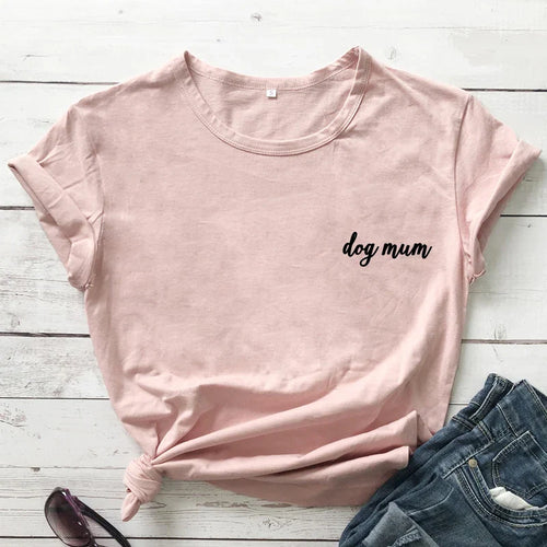 dog mum pocket tshirt cute women short sleeve dog mom tee shirt top