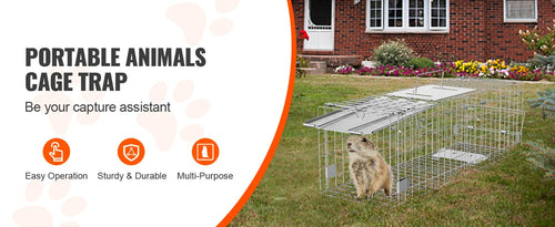 SucceBuy Live Animal Cage Trap - 24x8x8 Folding Humane Trap