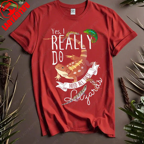 Funny Lizard Cotton Clothing Women Men Reptile Lover Gift Tops Pet Bearded Dragon Leopard Gecko Chameleon Cute Graphic Tshirt