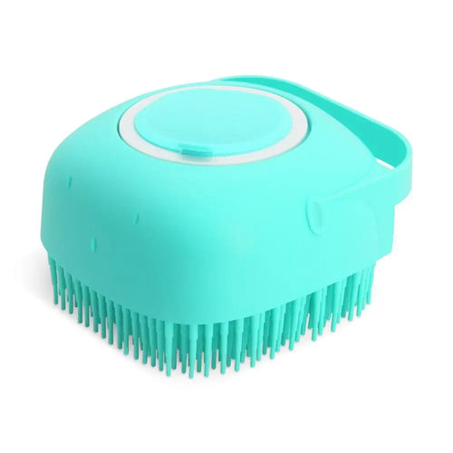 Silicone Pet Bath Brush with 80ml Shampoo Dispenser