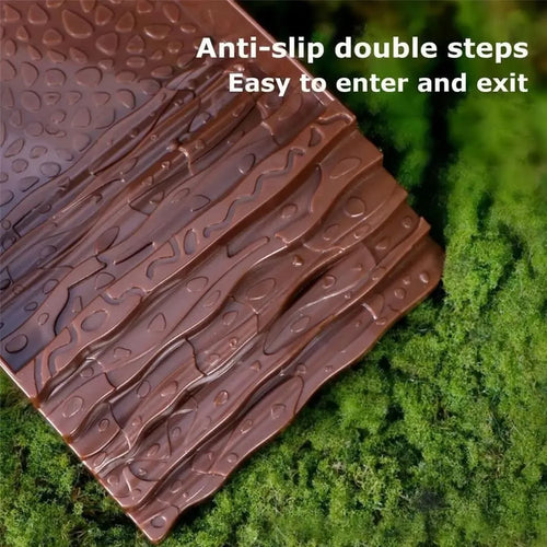 Reptile Bathing Pool Reptile Feeding Dish Water Bowl with Ramp Aquarium Ornament for Snake, Turtle, Bearded Dragon, Lizard Bath
