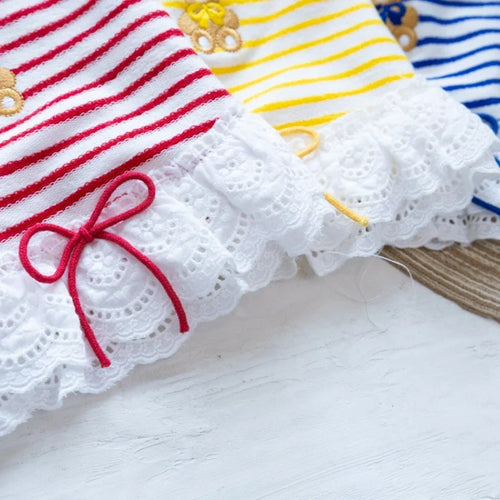 Pet Thin Striped Dress Dog Teddy Small Dog Yorkshire Lace Vest Dog Dresses for Small Dogs Puppy Clothes