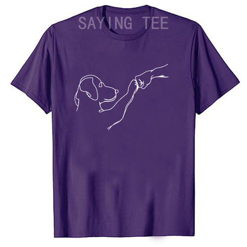Dog and People Punch Hand Dog Man Friendship Bump Dog's Paw T-Shirt Animal Lover Comics Graphic Tee Tops Funny Mama Daddy Gifts