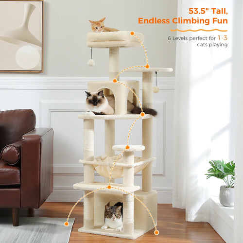 PAWZ Road Large Cat Tree Tower - 72 Multi-Level with Condo Grey
