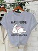 Bunny Is Tired T Shirts Lazy Bunny Graphic Tee Women Casual O Neck Short Sleeve Loose Streetwear Cute Rabbit Print T-Shirt Tops