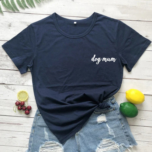 dog mum pocket tshirt cute women short sleeve dog mom tee shirt top