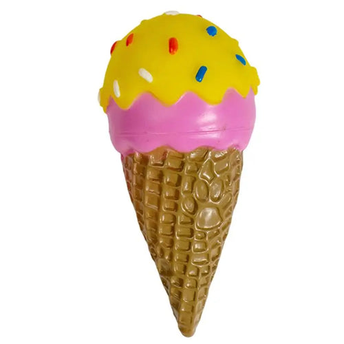 Dog Squeak Chew Toy - Plush Donut Burger Ice Cream Style